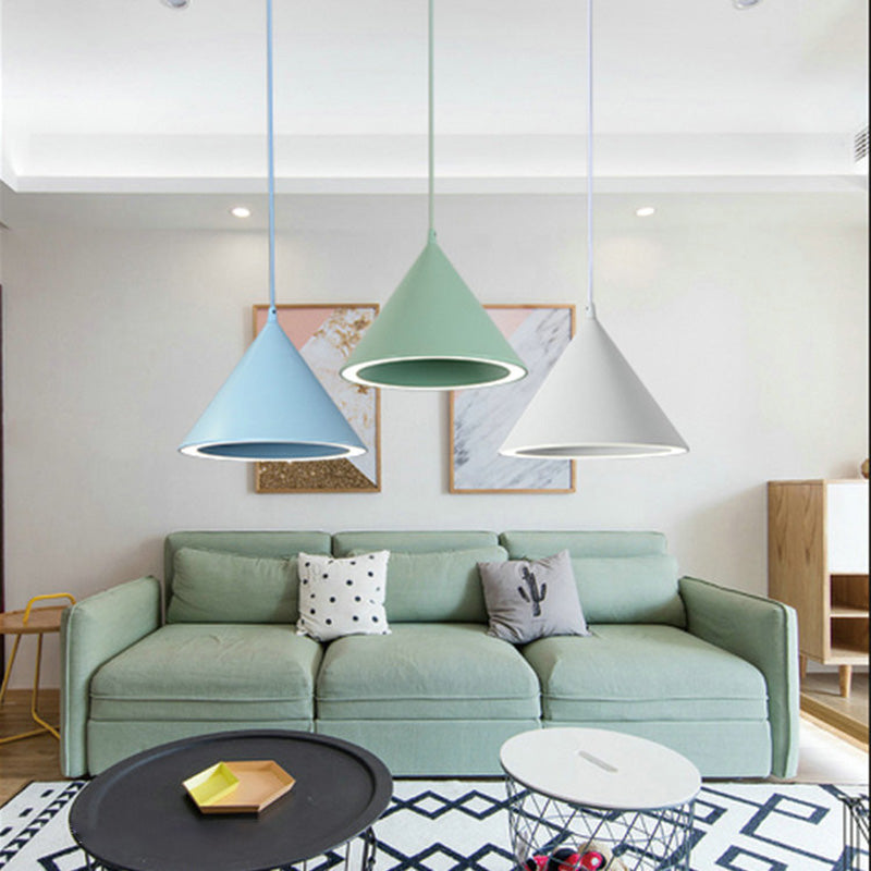 Light Aibture a ciondolo a led in stile Nordico cono con l'ombra metallica con tonalità metallica