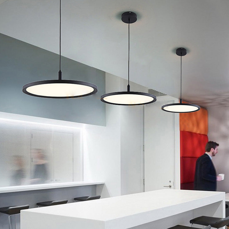 Metal Circle Pendant Ceiling Light Minimalist Style LED Black Ceiling Pendant Light