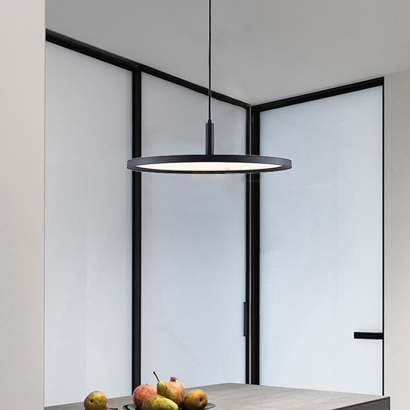 Metal Circle Pendant Ceiling Light Minimalist Style LED Black Ceiling Pendant Light
