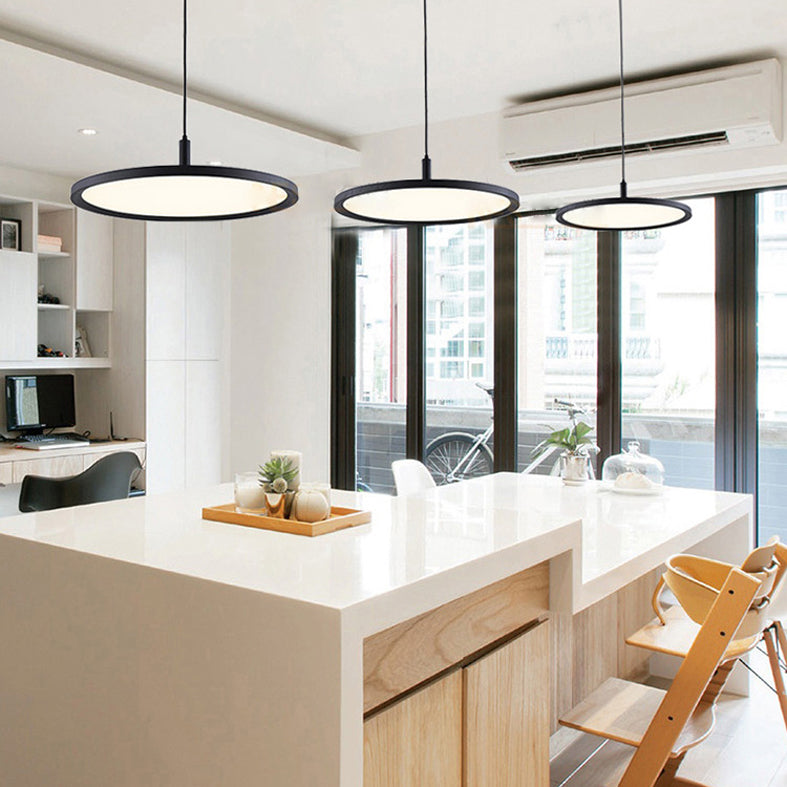 Metal Circle Pendant Ceiling Light Minimalist Style LED Black Ceiling Pendant Light