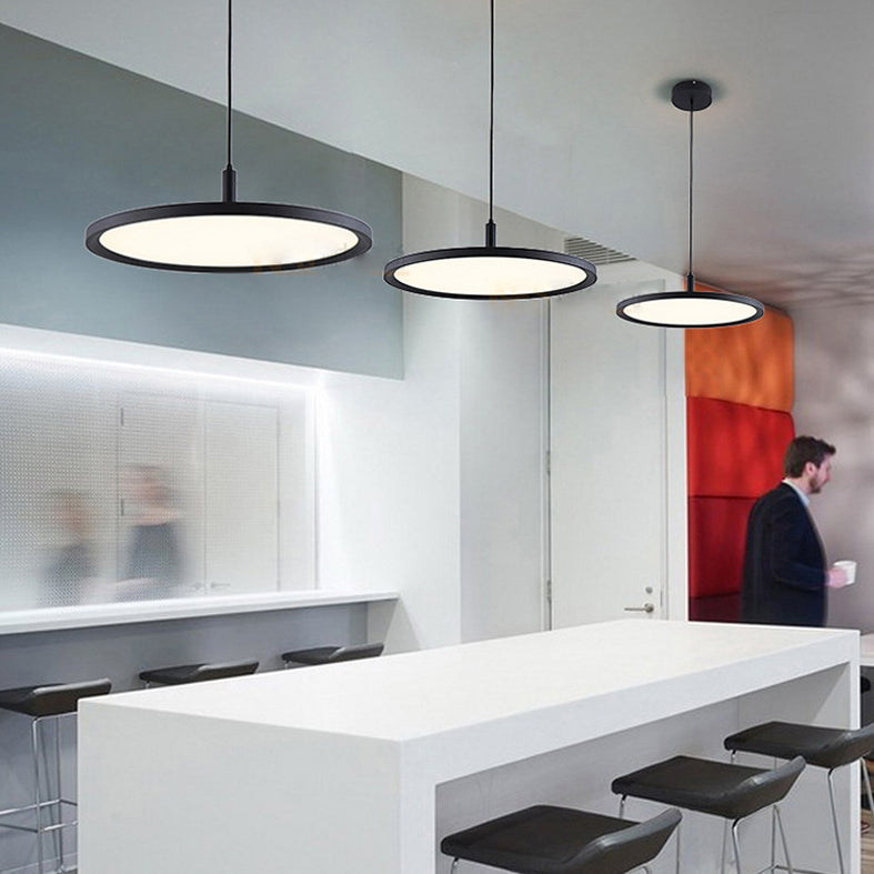 Metal Circle Pendant Ceiling Light Minimalist Style LED Black Ceiling Pendant Light