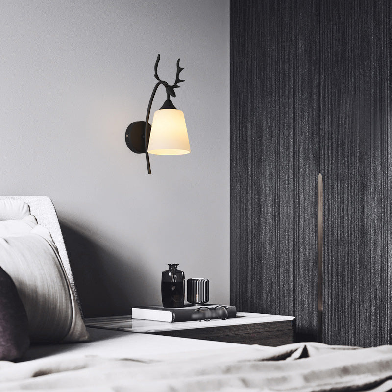 Conical Glass Wall Sconce Lighting Simplicity Style Wall Light Sconce for Bedroom