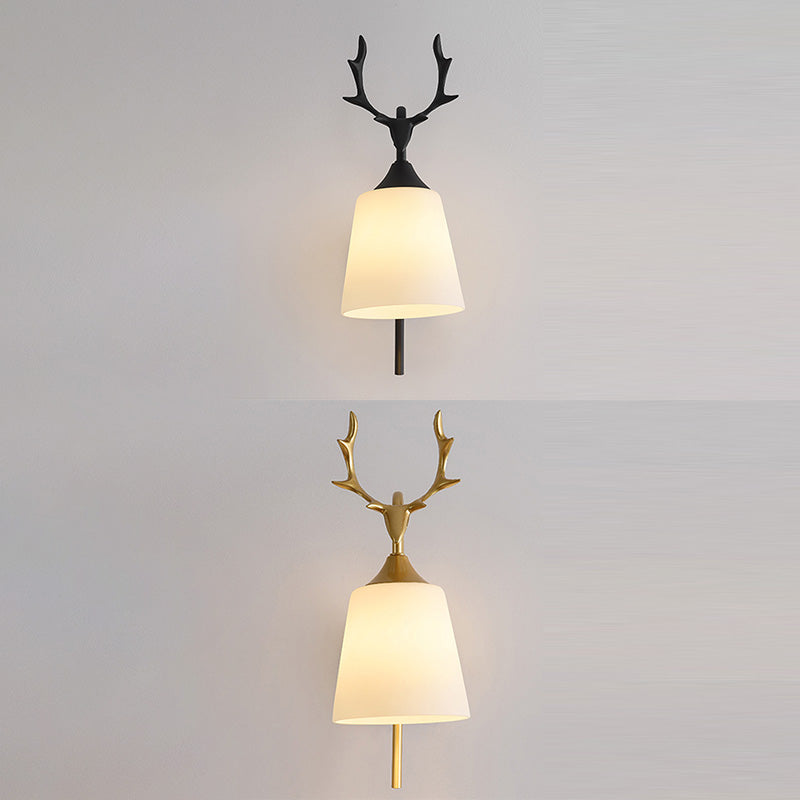 Conical Glass Wall Sconce Lighting Simplicity Style Wall Light Sconce for Bedroom