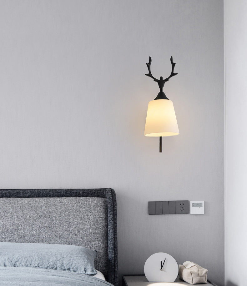 Conical Glass Wall Sconce Lighting Simplicity Style Wall Light Sconce for Bedroom