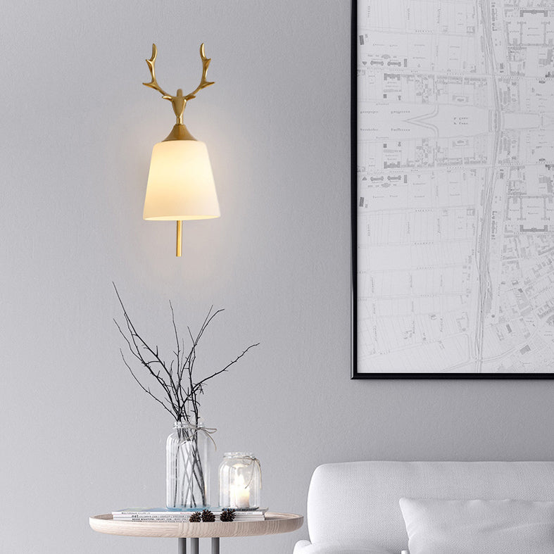 Conical Glass Wall Sconce Lighting Simplicity Style Wall Light Sconce for Bedroom