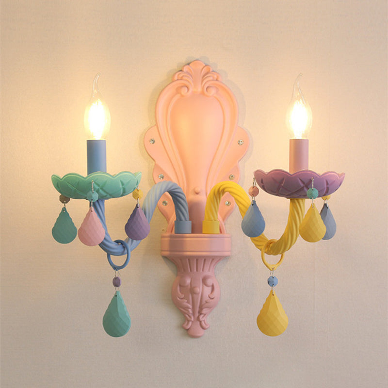 Metal Wall Sconce Lighting Macaron Multi-Color Wall Light Fixture for Bedroom