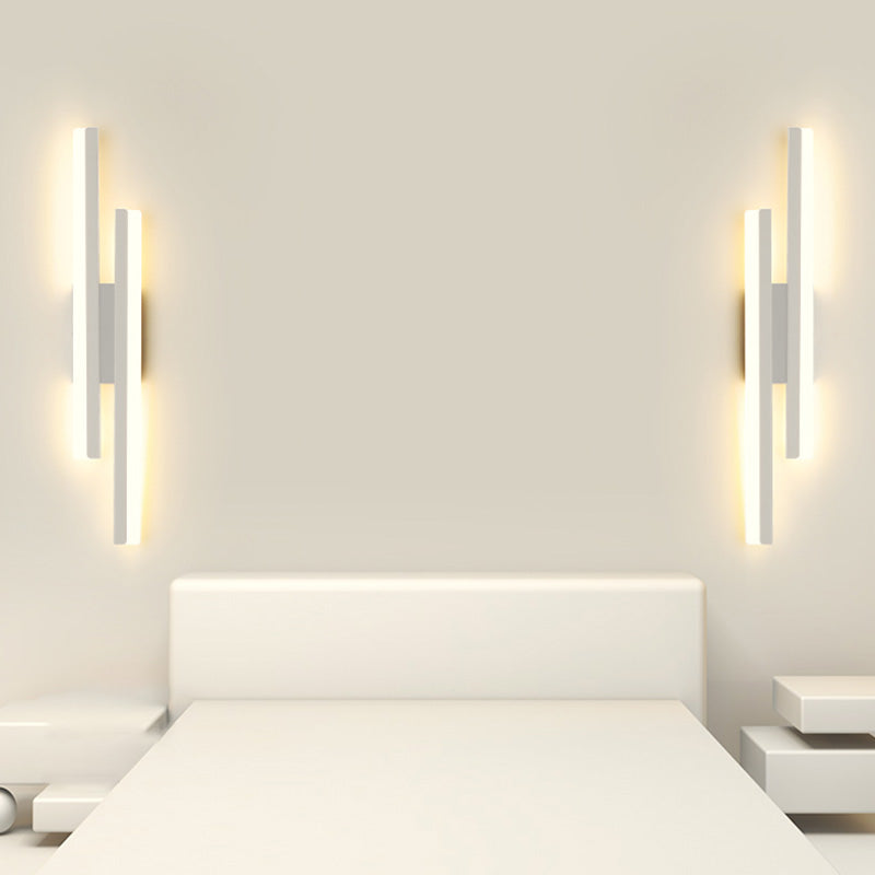 Shaded Bedroom Wall Sconce Lighting Metal LED Minimalism Sconce Light Fixture in White
