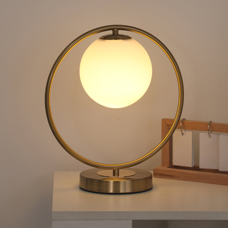 Milk Glass Spherical Night Stand Light Nordic 1 Head Table Light for Bedroom
