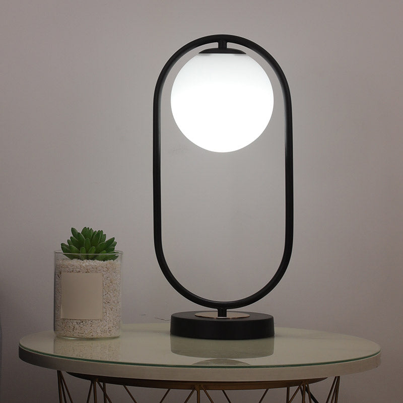 Milk Glass Spherical Night Stand Light Nordic 1 Head Table Light for Bedroom