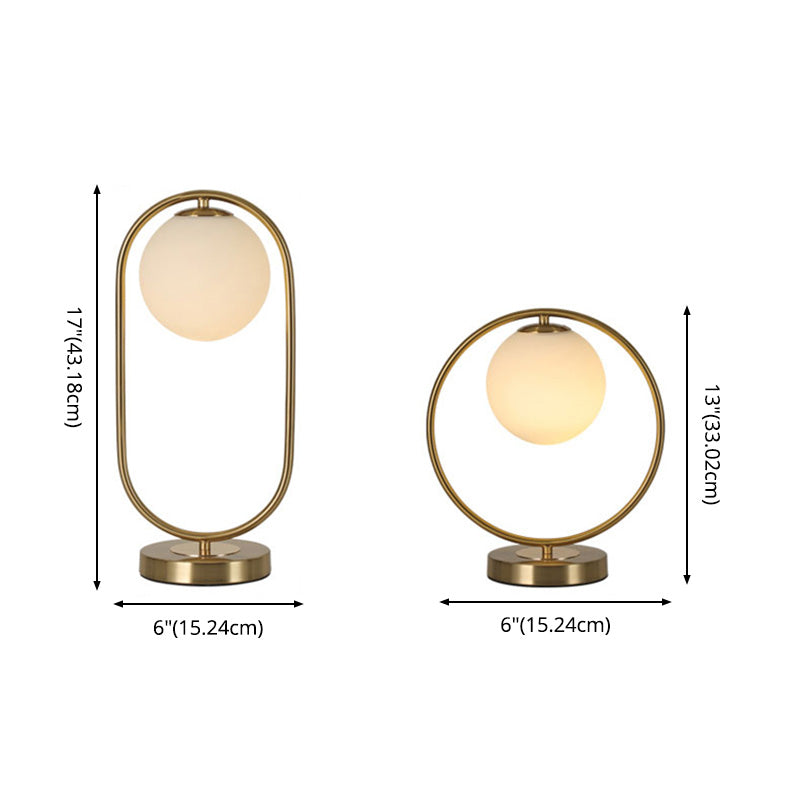 Milk Glass Spherical Night Stand Light Nordic 1 Head Table Light for Bedroom