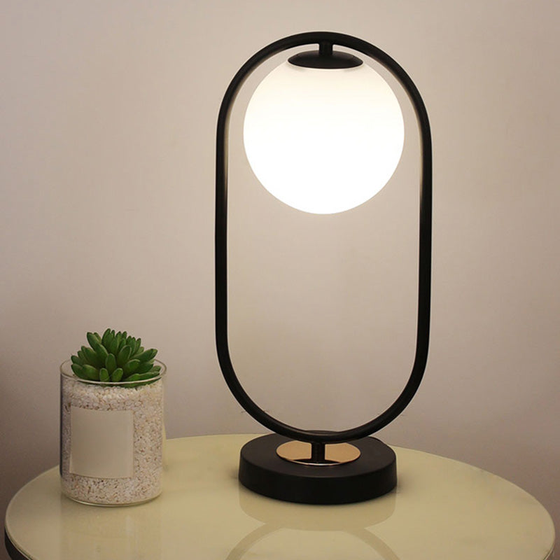 Milk Glass Spherical Night Stand Light Nordic 1 Head Table Light for Bedroom