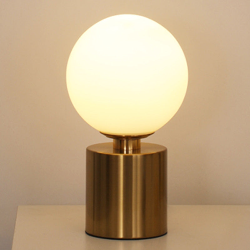 Simple Style Global Table Lamp Opal Glass 1 Bulb Bedroom Night Stand Light