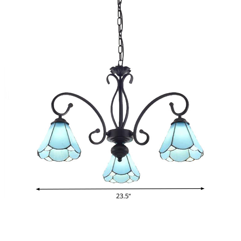 Black 5/6/8 Luci lampadario Lampada Tiffany Stile Blu Glass Cono Kit lampada a sospensione