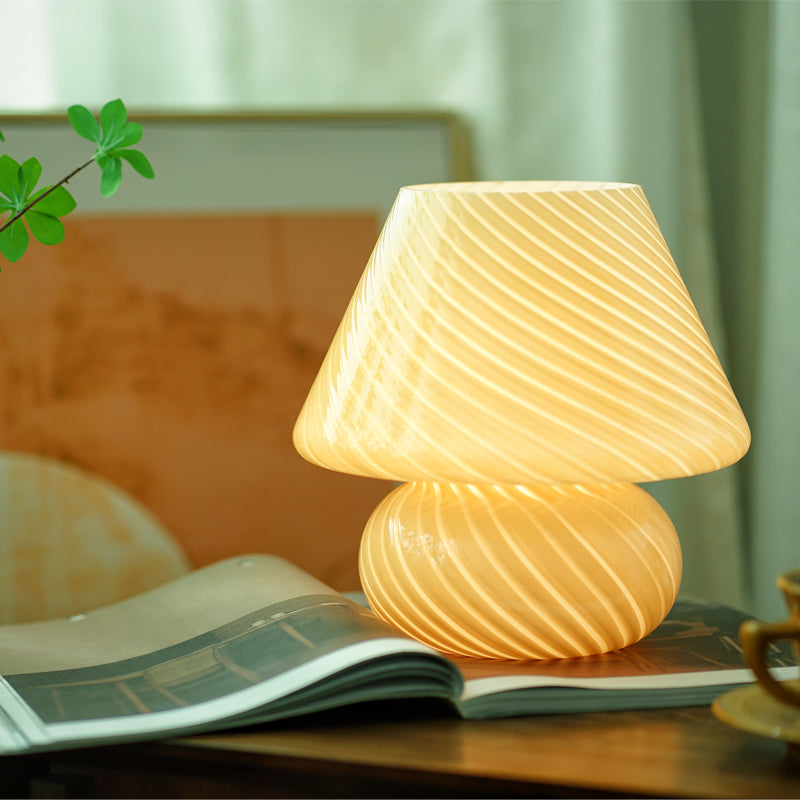 Trendy Nordic Style Mushroom Table Lamp Glass 1 Bulb Bedroom Nightstand Light