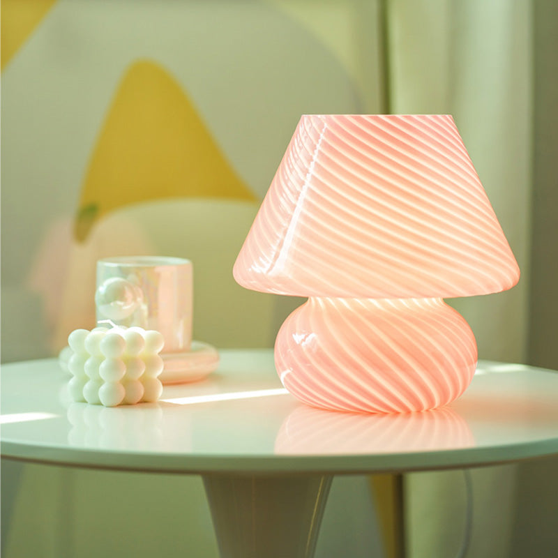Trendy Nordic Style Mushroom Table Lamp Glass 1 Bulb Bedroom Nightstand Light