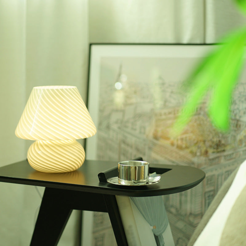 Trendy Nordic Style Mushroom Table Lamp Glass 1 Bulb Bedroom Nightstand Light