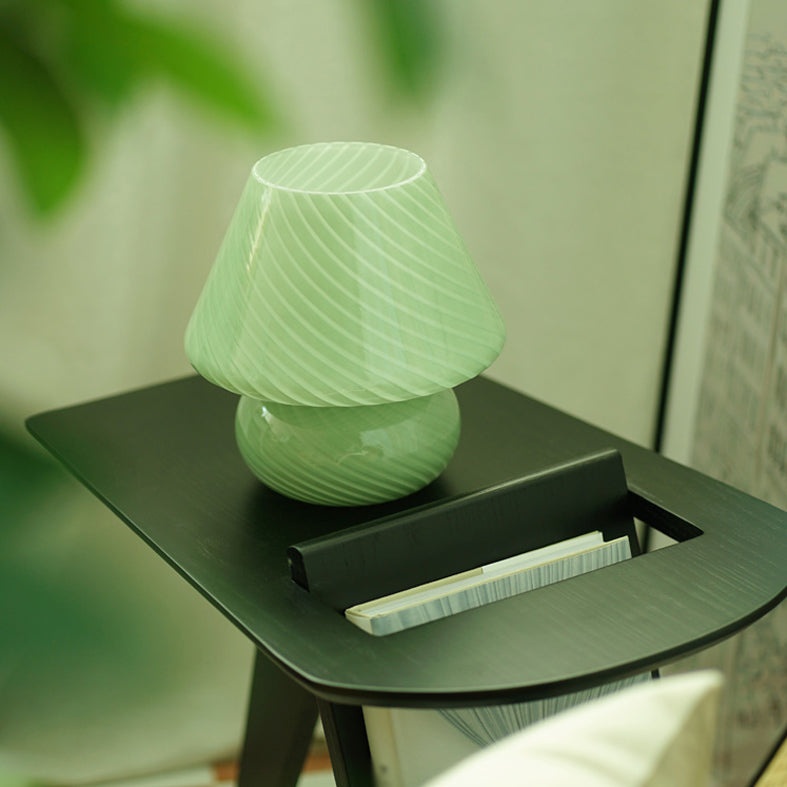 Trendy Nordic Style Mushroom Table Lamp Glass 1 Bulb Bedroom Nightstand Light