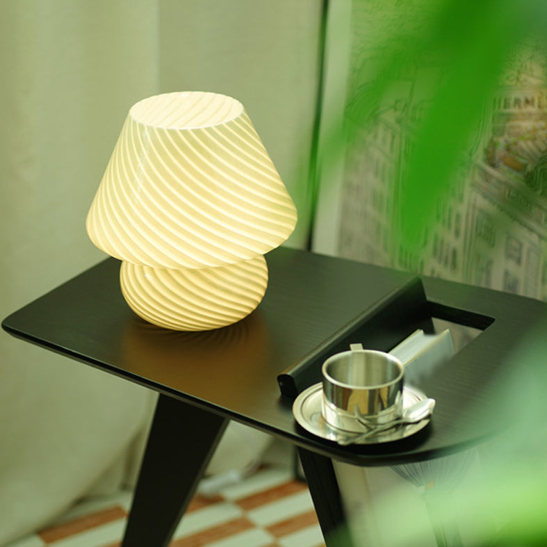 Trendy Nordic Style Mushroom Table Lamp Glass 1 Bulb Bedroom Nightstand Light