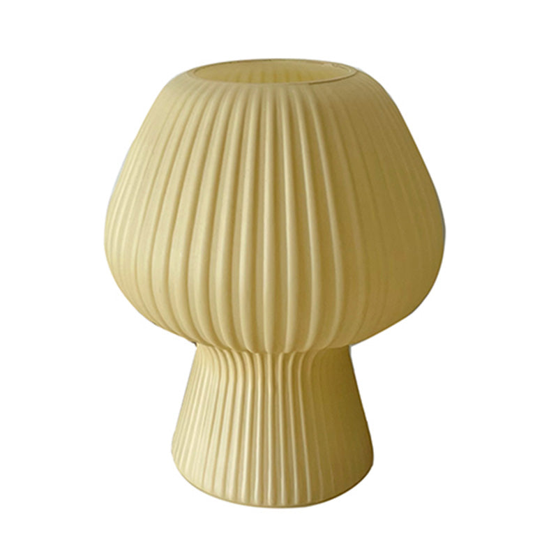 Macaron Torchiere Shaped Night Lamp Ribbed Glass 1-Light Bedroom Table Light