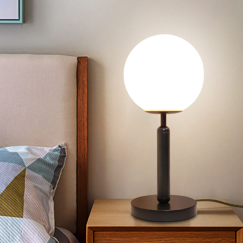 Global Bedside Night Light Opaline Glass 1 Bulb Minimalist Table Light