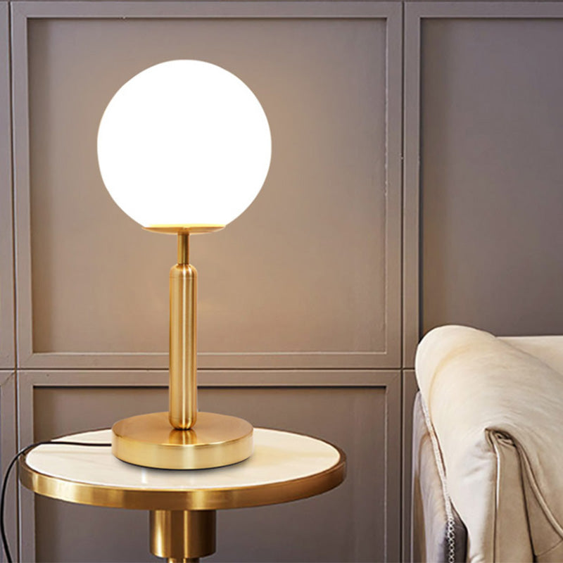 Global Bedside Night Light Opaline Glass 1 Bulb Minimalist Table Light