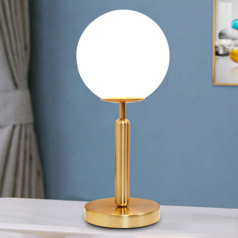 Global Bedside Night Light Opaline Glass 1 Bulb Minimalist Table Light