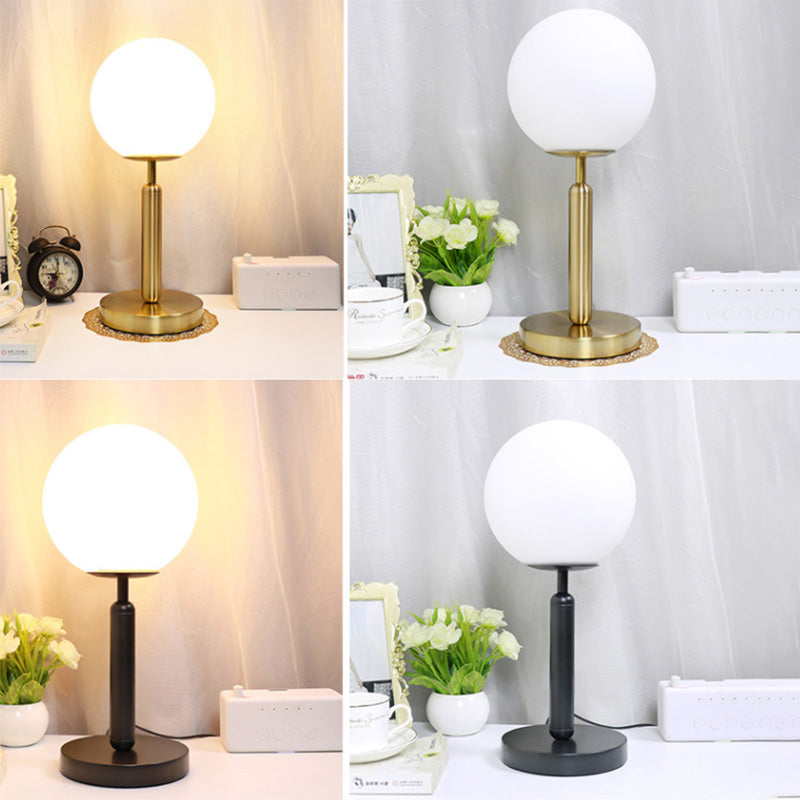 Global Bedside Night Light Opaline Glass 1 Bulb Minimalist Table Light