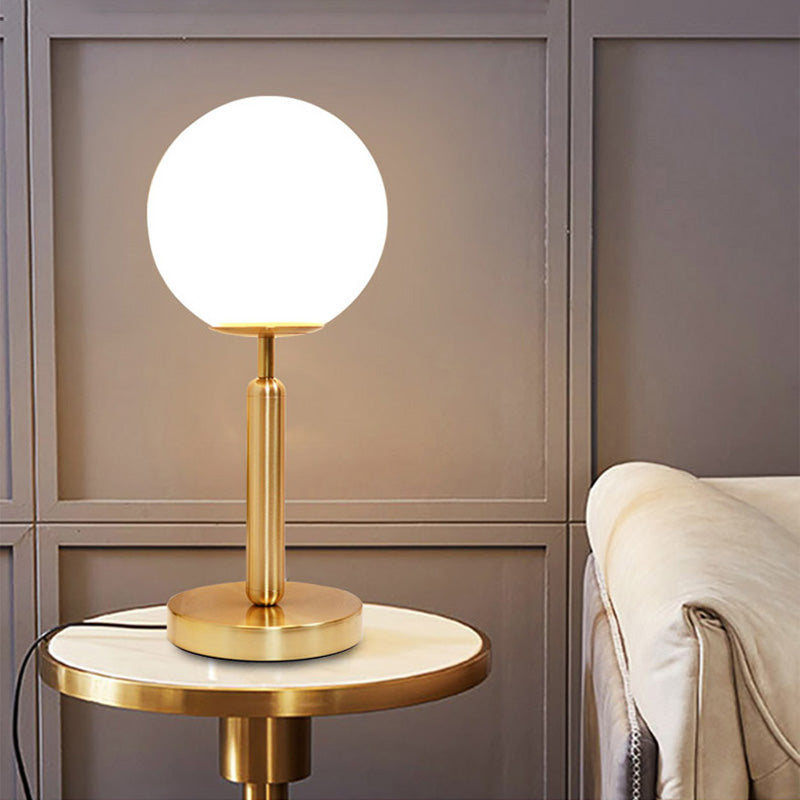 Global Bedside Night Light Opaline Glass 1 Bulb Minimalist Table Light