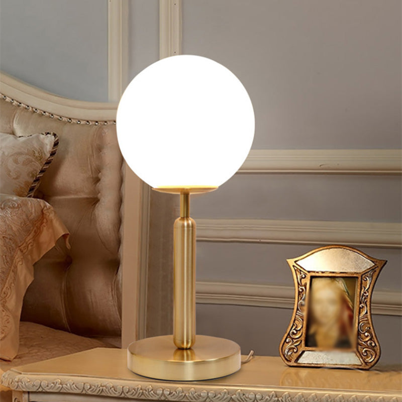 Global Bedside Night Light Opaline Glass 1 Bulb Minimalist Table Light