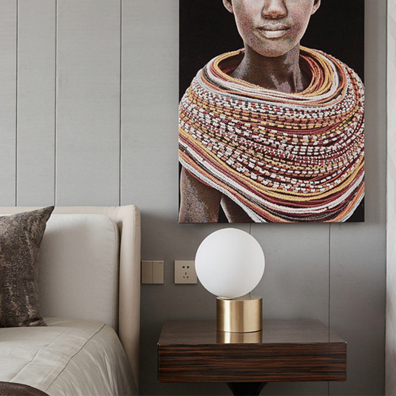 Ultra-modern Simplicity Globe Table Lamp White Glass Nightstand Lamp for Bedroom