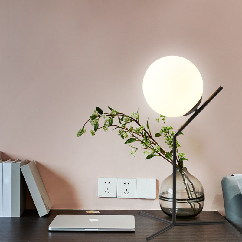 Ultra-modern Simplicity Globe Table Lamp White Glass Nightstand Lamp for Bedroom