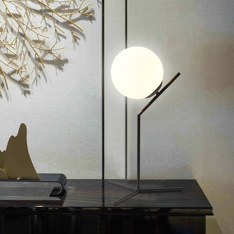 Ultra-modern Simplicity Globe Table Lamp White Glass Nightstand Lamp for Bedroom