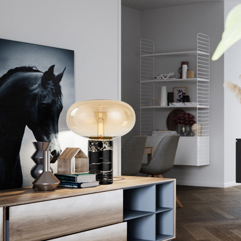 Ultra-modern Simplicity Oval Table Lamp Glass Nightstand Lamp for Bedroom