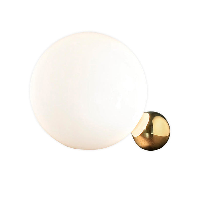 Ultra-modern Simplicity Globe Table Lamp White Glass Nightstand Lamp for Bedroom