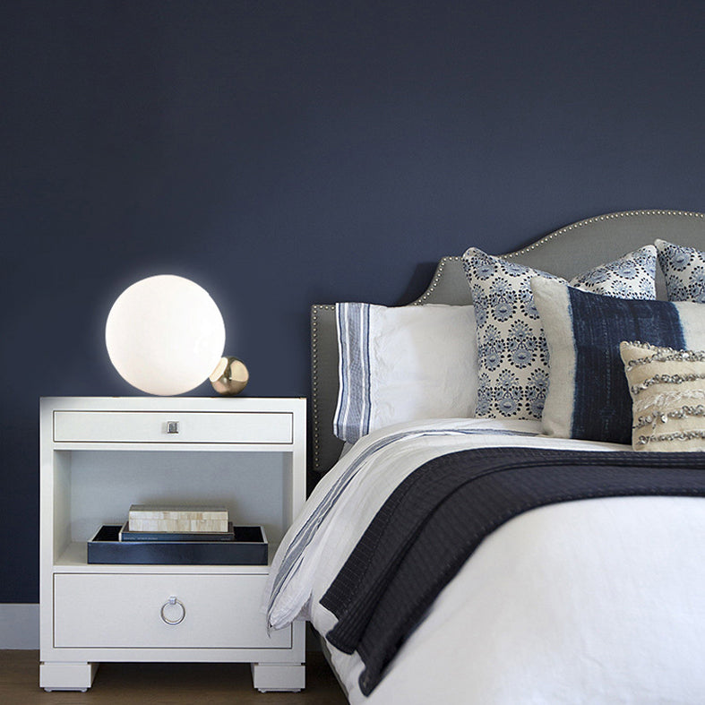 Ultra-modern Simplicity Globe Table Lamp White Glass Nightstand Lamp for Bedroom