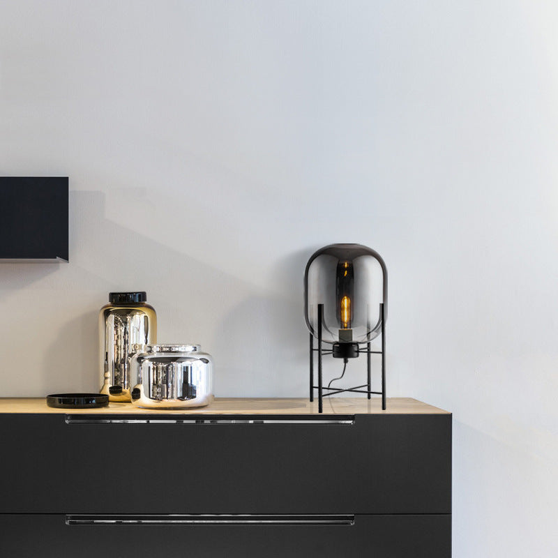 Ultramoderne eenvoud vat tafellamp glas nachtkastje lamp voor slaapkamer