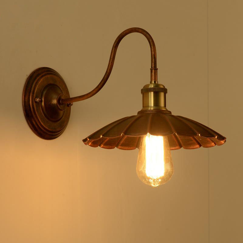 Metal Chastoped Edge Light Light Style 1 Bulbo Copper Copper Lighting Lights con brazo de cuello de cisne