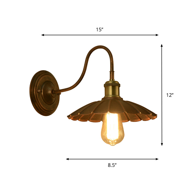 Metal Chastoped Edge Light Light Style 1 Bulbo Copper Copper Lighting Lights con brazo de cuello de cisne