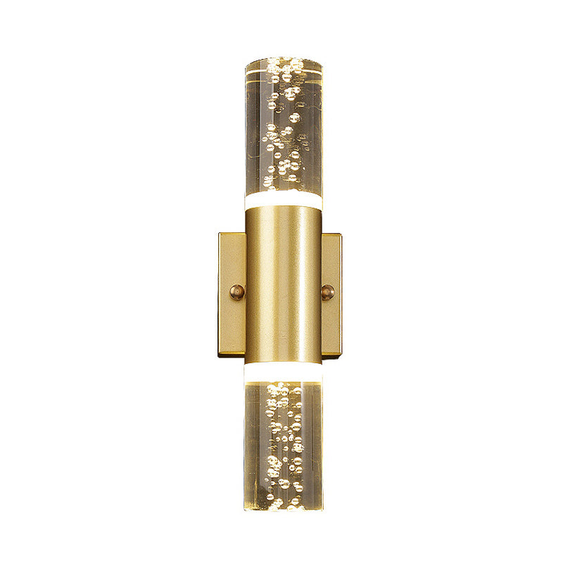 Bubble Crystal Gold Wall Light Cilinder 1/2/3 koppen Minimalistische LED -wandlamp voor de woonkamer