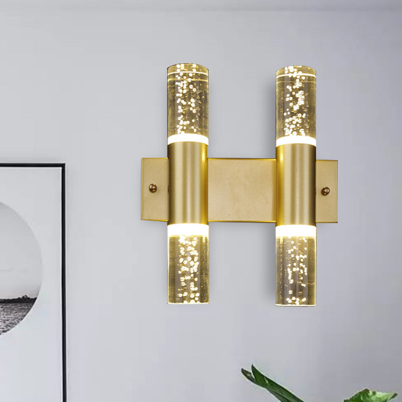 Bubble Crystal Gold Wall Light Cilinder 1/2/3 koppen Minimalistische LED -wandlamp voor de woonkamer