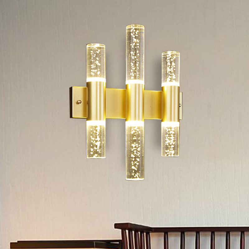 Bubble Crystal Gold Wall Light Cilinder 1/2/3 koppen Minimalistische LED -wandlamp voor de woonkamer