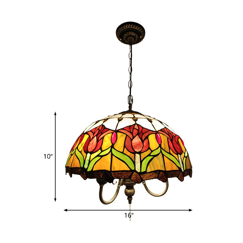 Lampadino giallo a 3 luci lampadario vittoriano taglio a mano blossom sospeso a sospensione