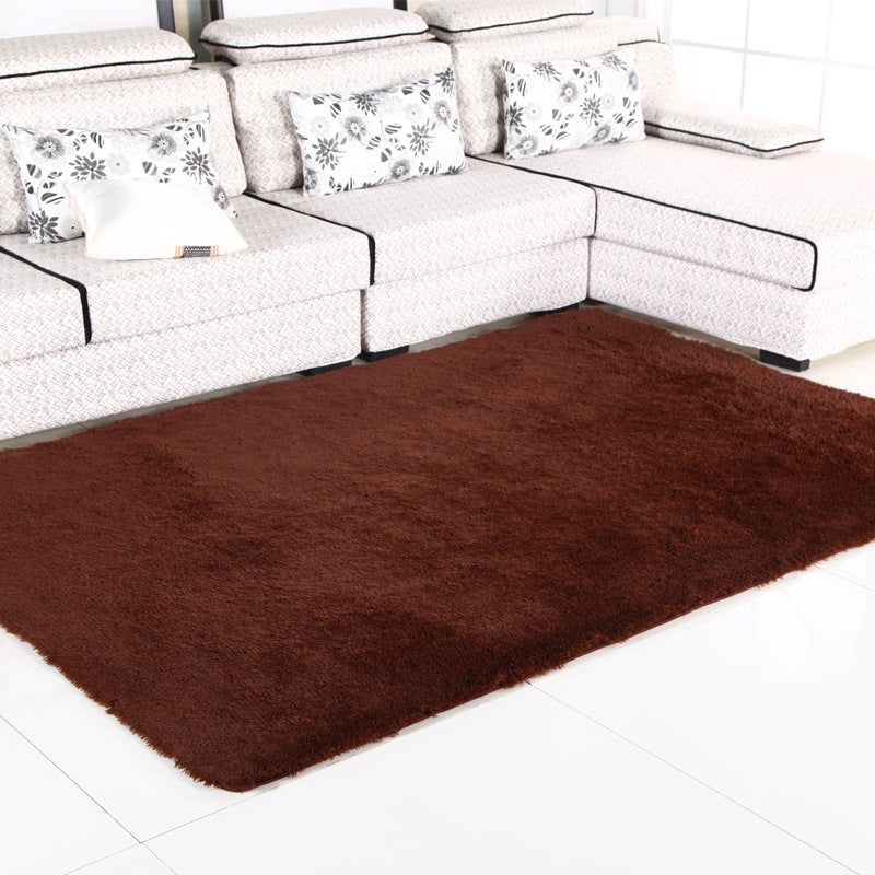 Brown Living Room Carpet Casual Solid Color Indoor Rug Polyester Anti-Split Area Carpet