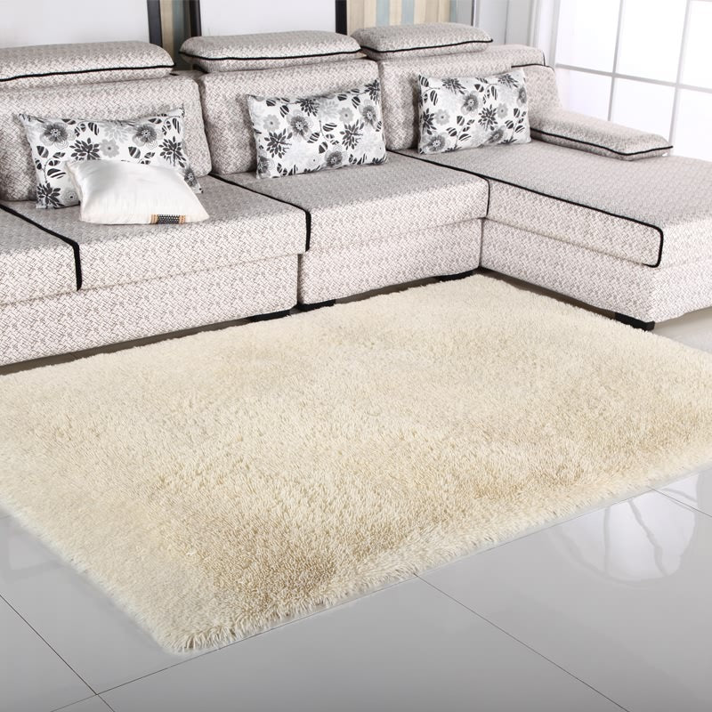 Brown Living Room Carpet Casual Solid Color Indoor Rug Polyester Anti-Split Area Carpet