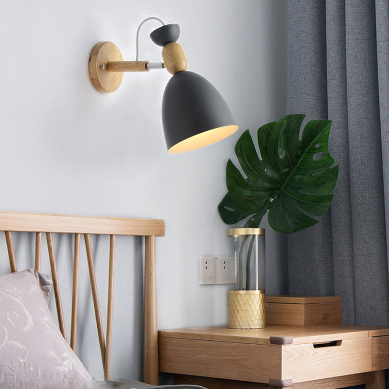 Moderna Macarons Nórdicos Macarons Swade Wall Malet Metal 1 Light Sponces en rosa y blanco