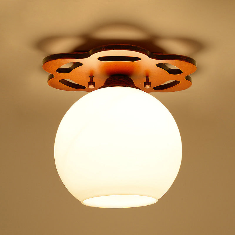 Plafonnier en verre marron de simplicité moderne, montage encastré en bois Golbe pour couloir