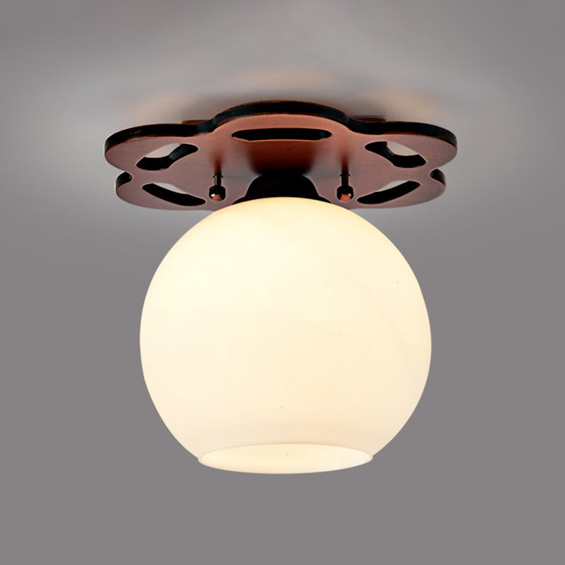 Plafonnier en verre marron de simplicité moderne, montage encastré en bois Golbe pour couloir