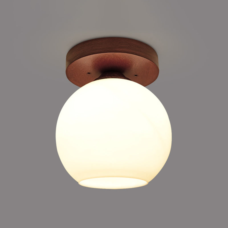 Plafonnier en verre marron de simplicité moderne, montage encastré en bois Golbe pour couloir