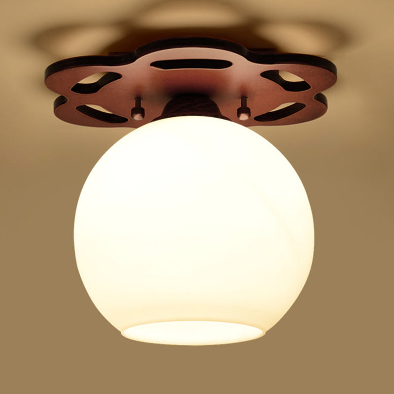 Plafonnier en verre marron de simplicité moderne, montage encastré en bois Golbe pour couloir