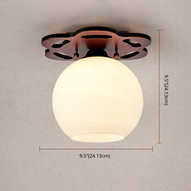 Plafonnier en verre marron de simplicité moderne, montage encastré en bois Golbe pour couloir